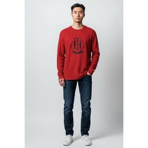 Tommy Hilfiger Mens Thermal Logo Long-Sleeve PJ Shirt, Red, Size L, NWT